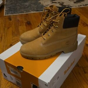 Timberland Wheat Nubuck Work Boots with Black Collar